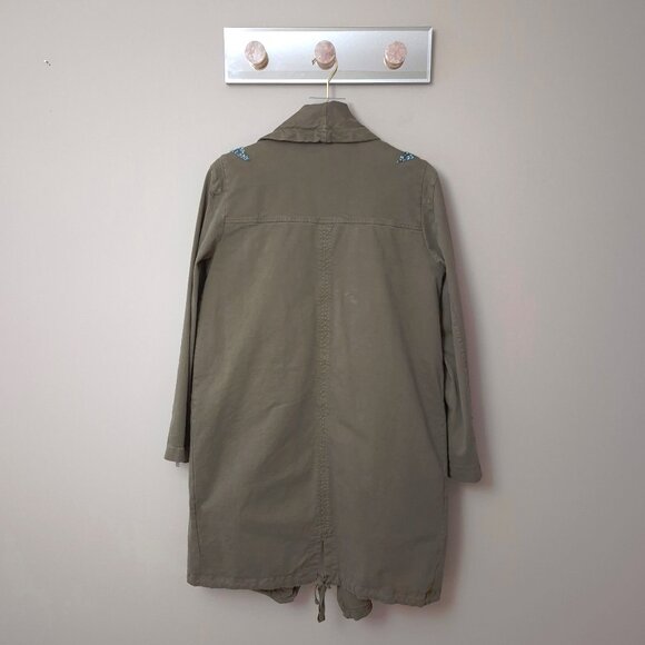 EUC Tyli green jacket w/ removable inner vest & embellished stone shoulders, L - Picture 3 of 11